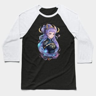 Stellar Healer: Radiant AI Anime Character Art in Ophiuchus Baseball T-Shirt